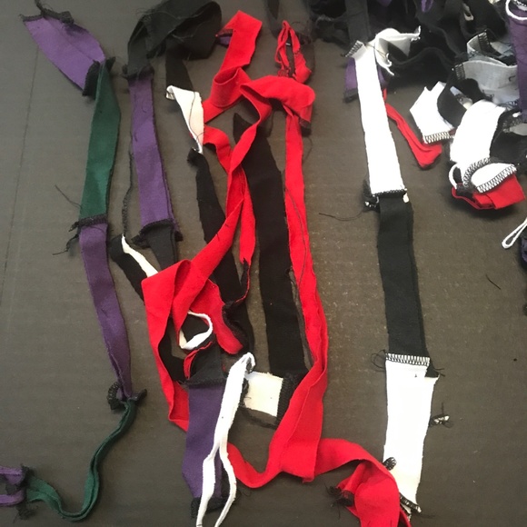 1# Cotton Fabric Remnants Scraps Fringe Red Black White Purple Upcycled Clothing - Picture 6 of 10
